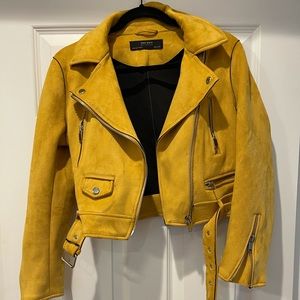 Yellow/mustard Zara suede bomber jacket